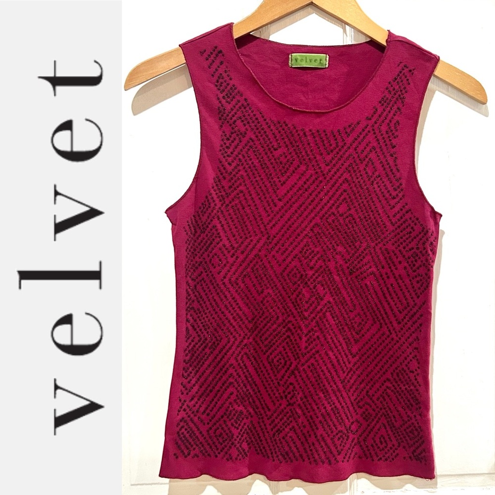 {Velvet} Red Beaded Tank Top